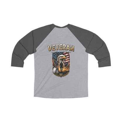 Veteran 3/4 Raglan Tee — Courage, Honor, Sacrifice Patriotic Eagle & Flag Design