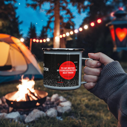 12oz Enamel Camping Mug - To My Brother My Forever Protector Best Friend