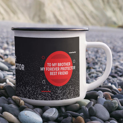 12oz Enamel Camping Mug - To My Brother My Forever Protector Best Friend